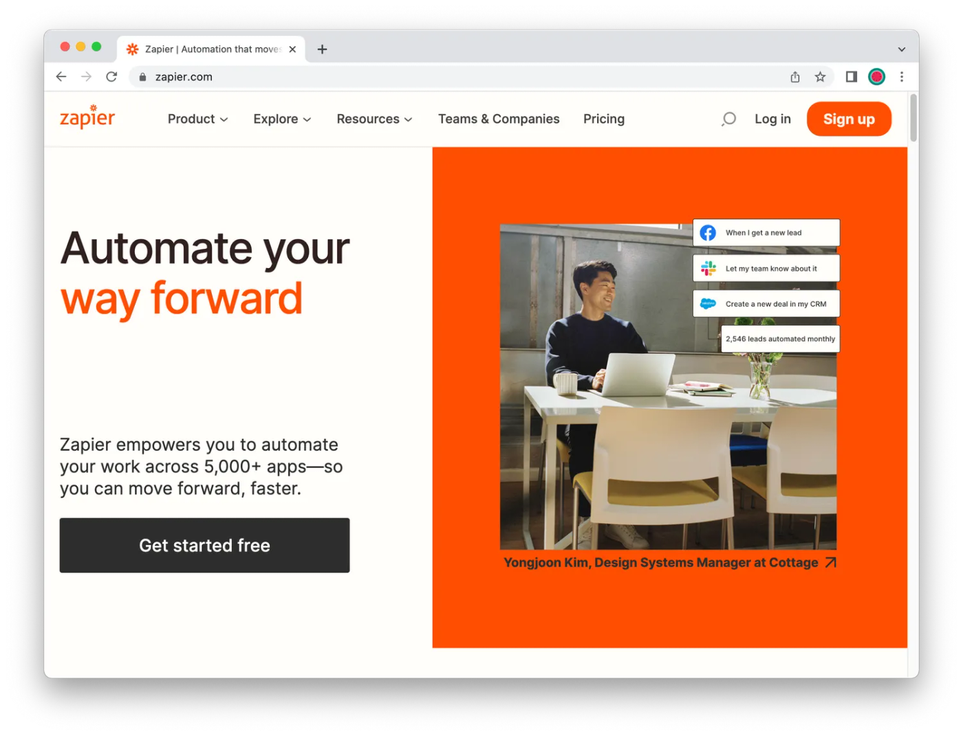 Screenshot of Zapier homepage