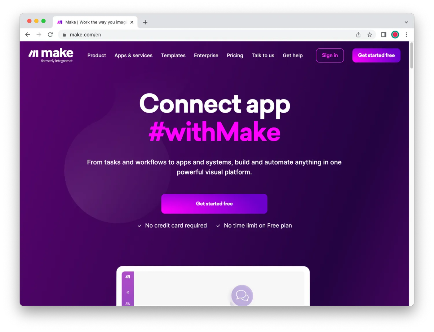 Screenshot of Make homepage