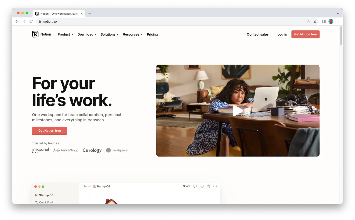 Notion homepage