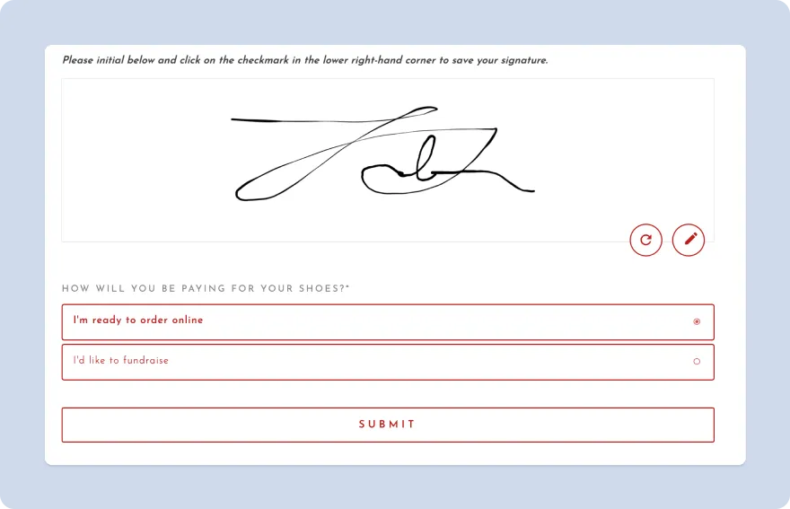 Paperform digital signature field used in a form