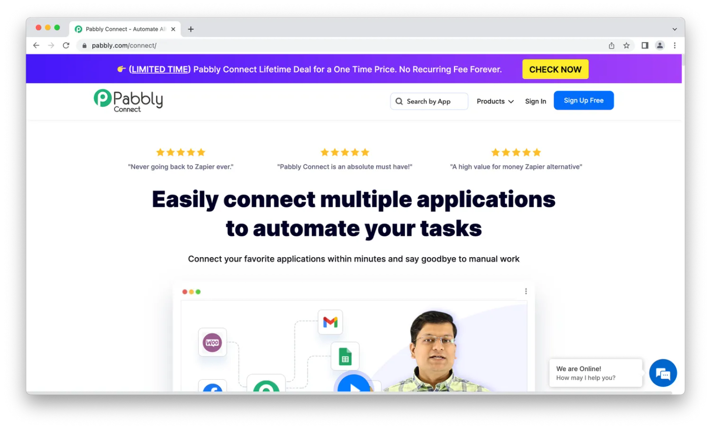 Pabbly connect homepage