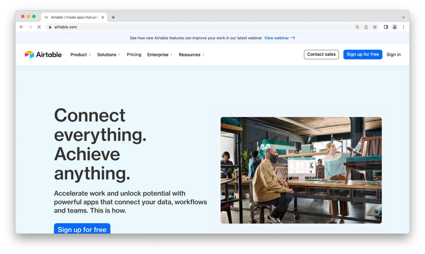 Airtable homepage