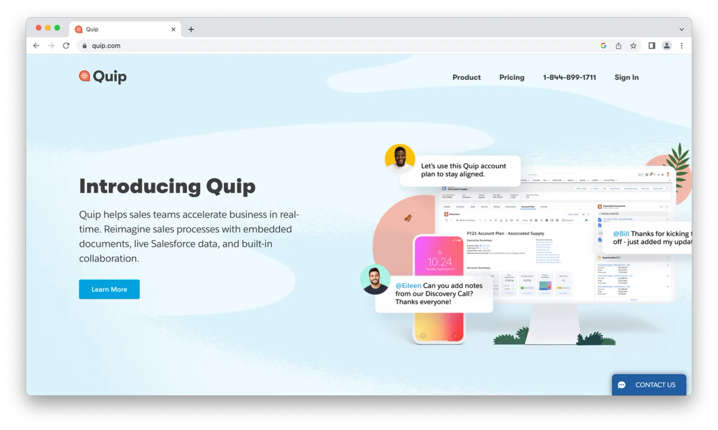 Quip homepage