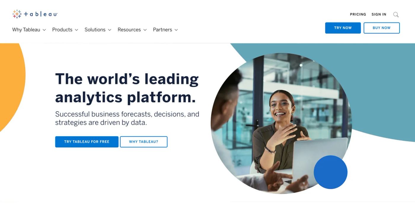 screenshot of the tableau homepage