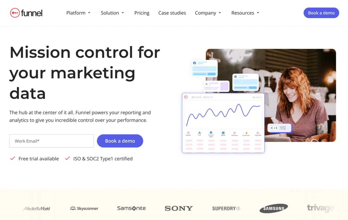 screenshot of the funnel homepage