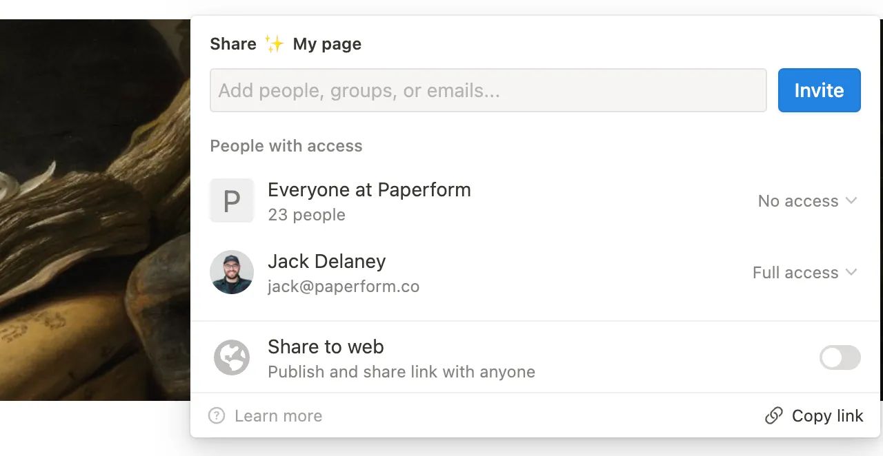 "Screenshot of Notion sharing a screen, displaying a project management dashboard with various tasks and due dates. Multiple team members are shown collaborating in real time, with a video chat window open on the side."