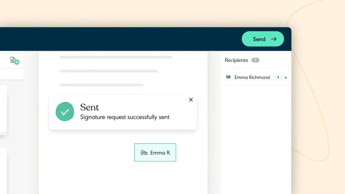 stylized screennshot of sending document in YouSign