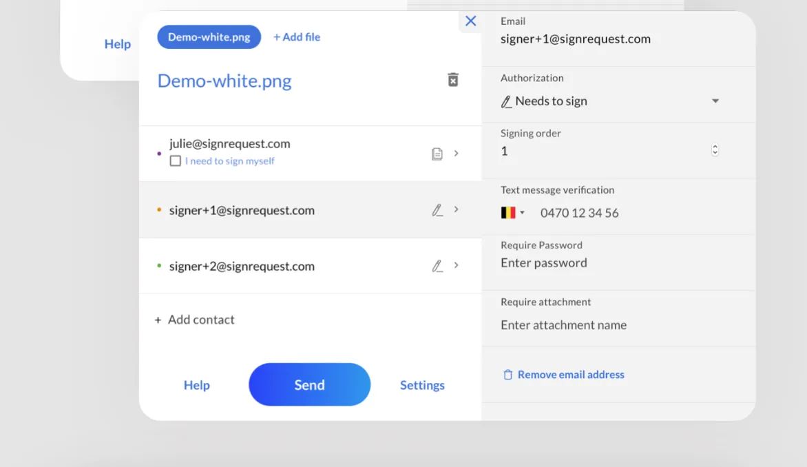 Editing signers in SignRequest