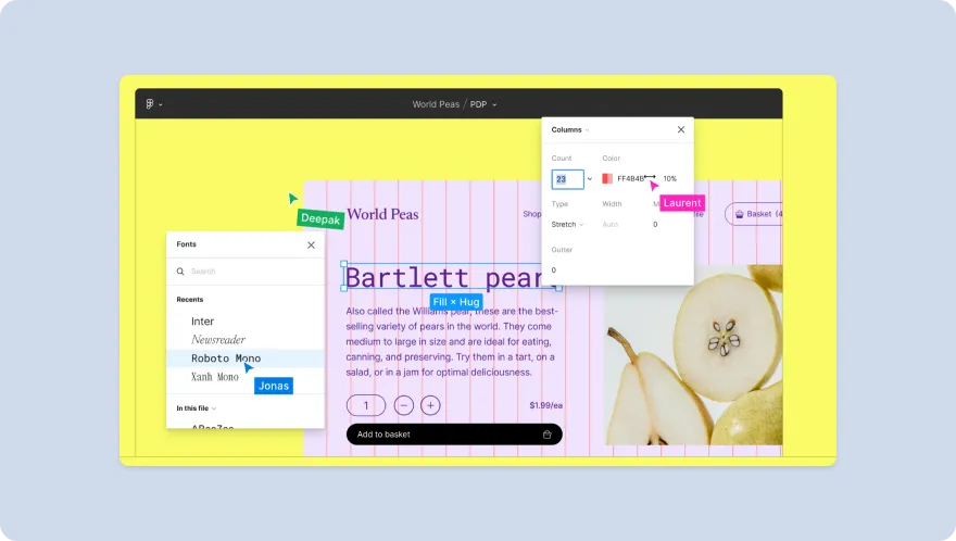 figma interface on yellow background
