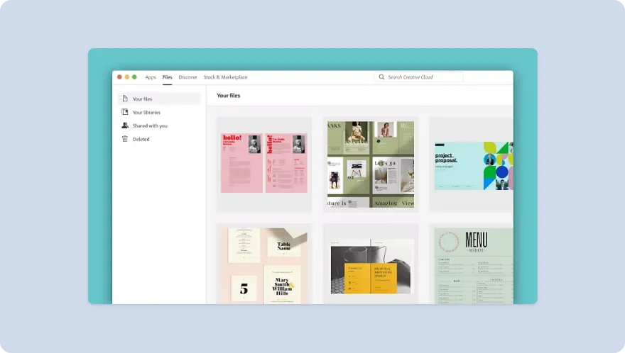 indesign interface on blue background