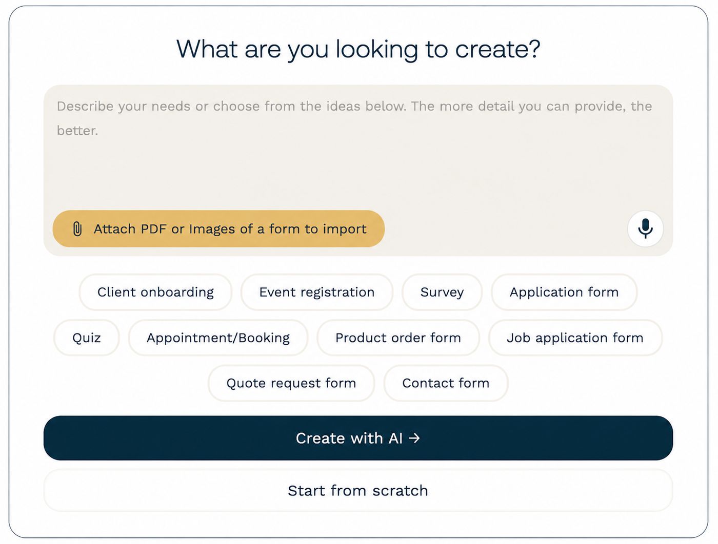 Creating a form from an uploaded file with AI