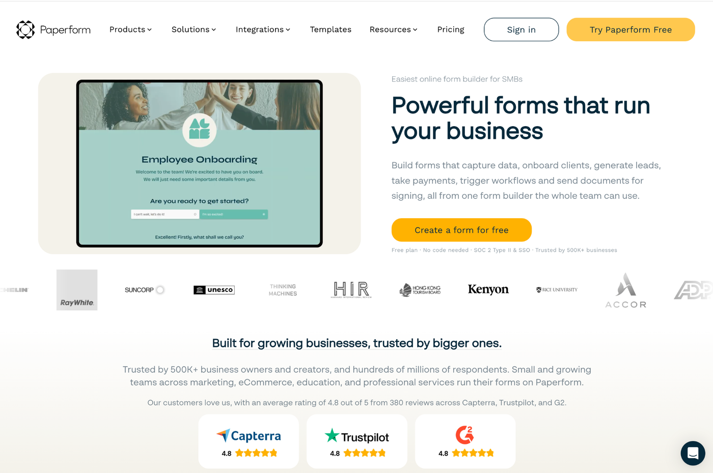 The redesigned paperform.co