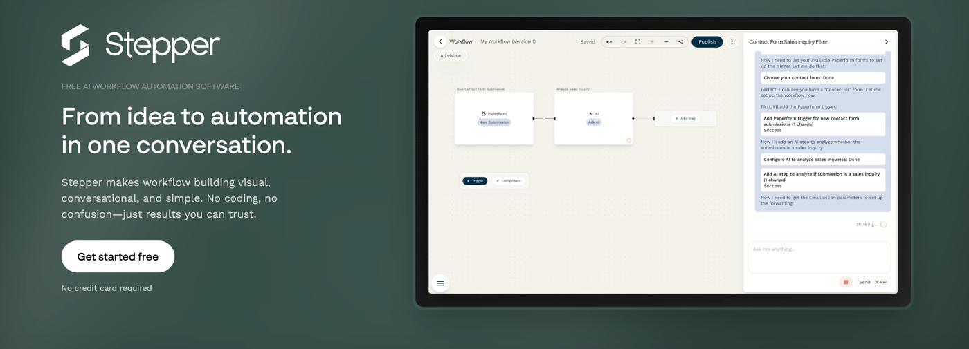 Stepper, Paperform's AI-native workflow automation tool