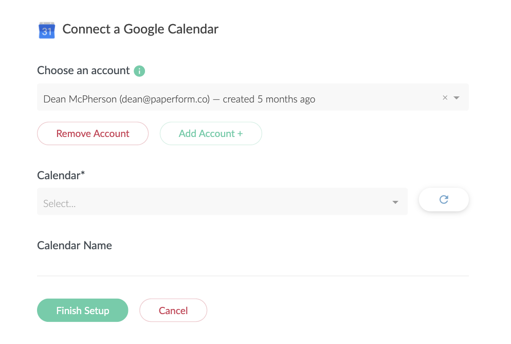 Connecting a Google Calendar to your fitness class scheduling form