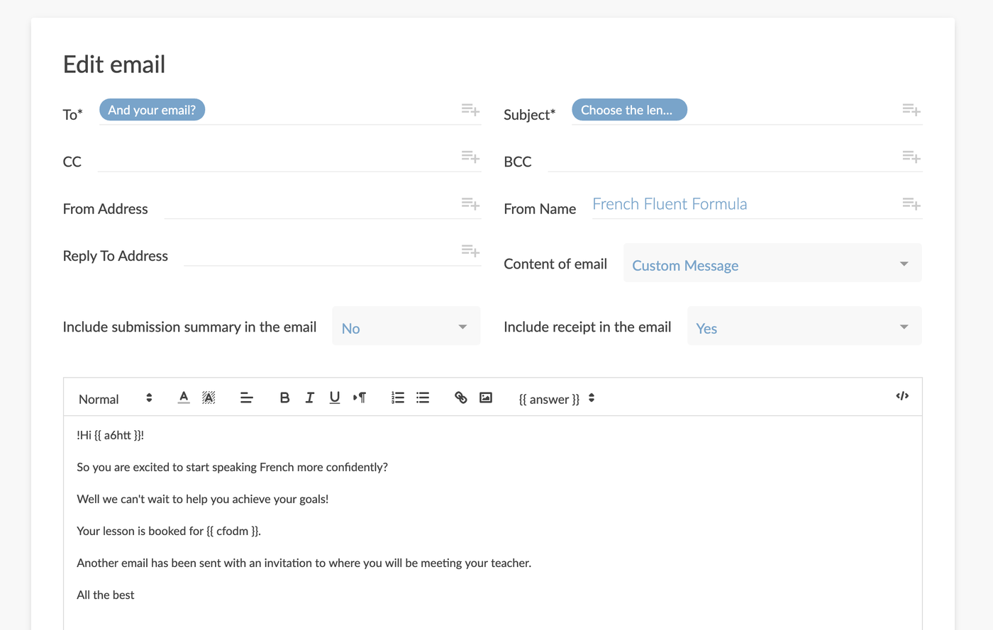 Creating automated emails in Paperform