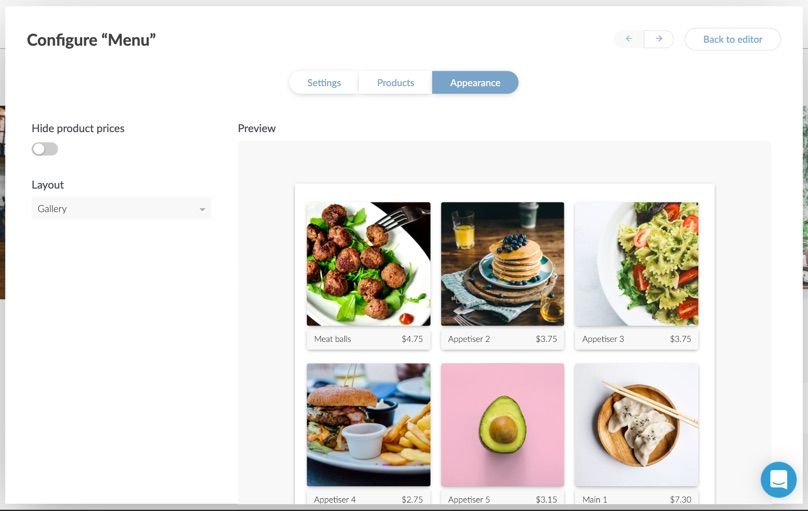 Upload menu