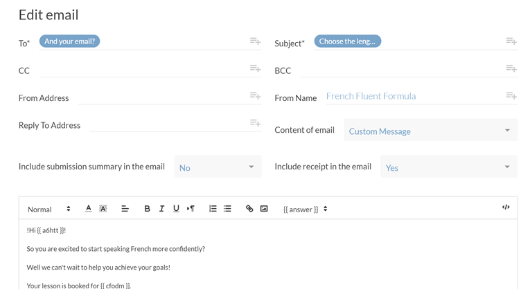 Creating automated reminder emails for your language class scheduling form