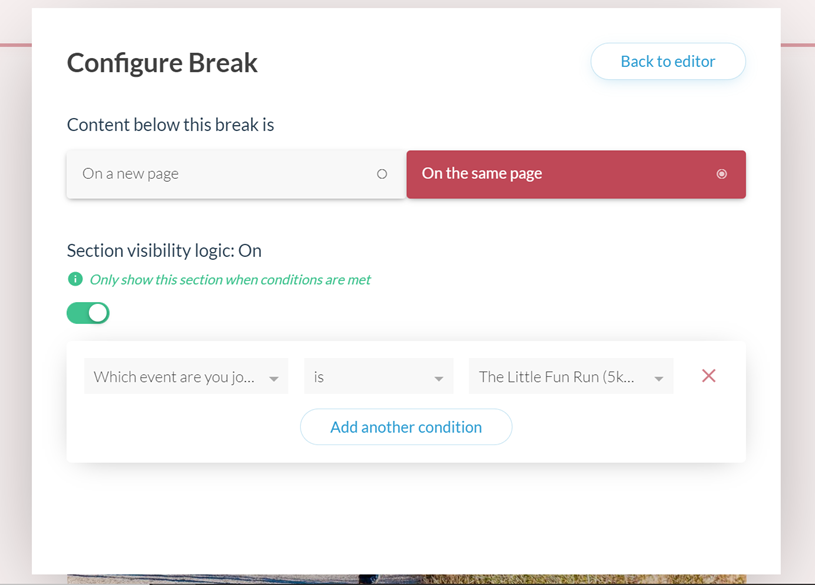 Configuring breaks in Paperform