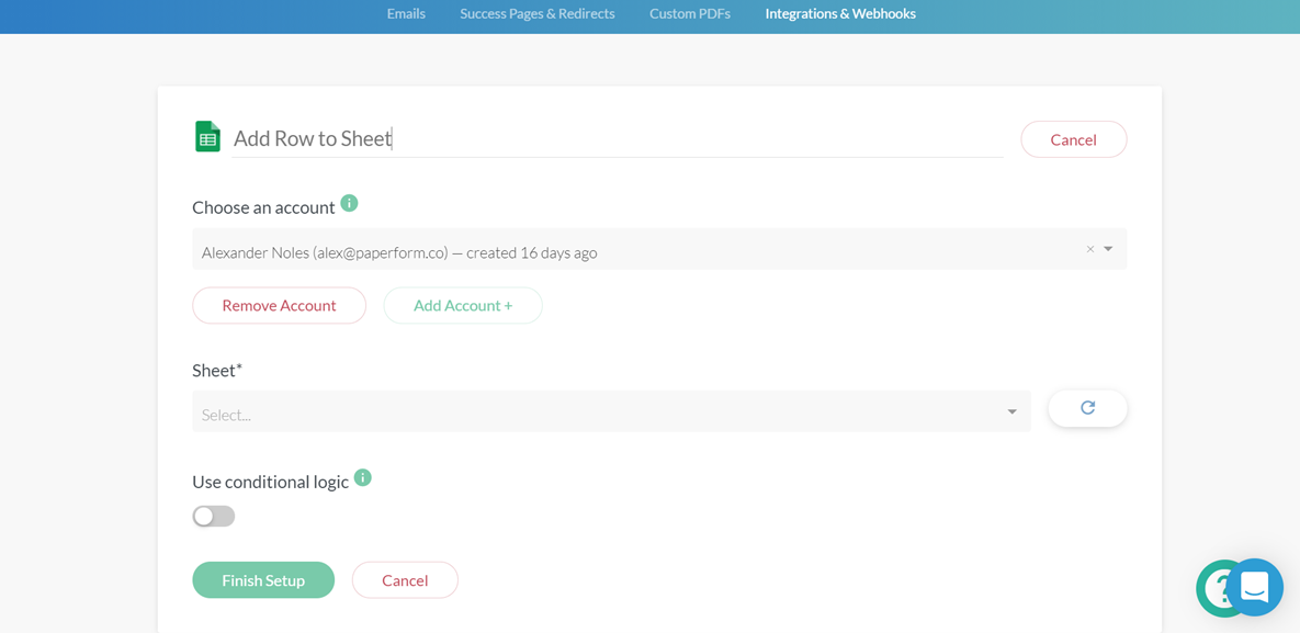 Connecting Google Sheets to your gift basket order form