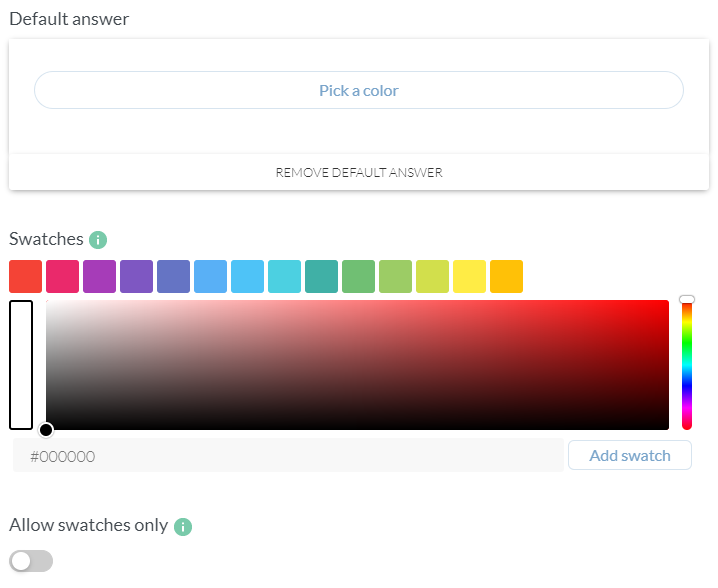 How does the color picker work and what does it look like? Paperform