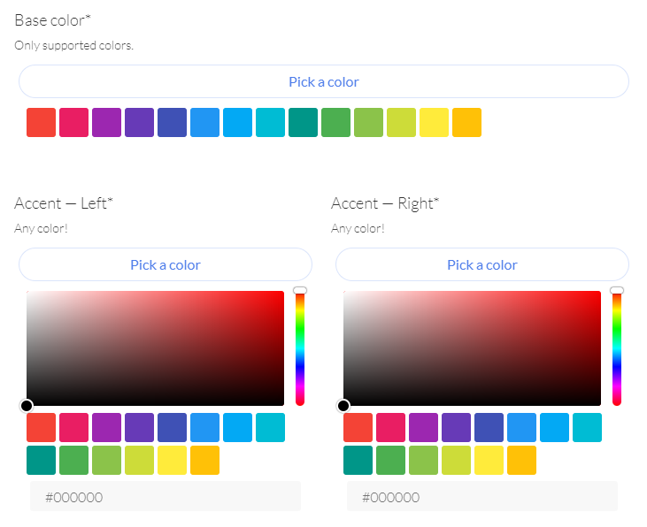 How does the color picker work and what does it look like? Paperform