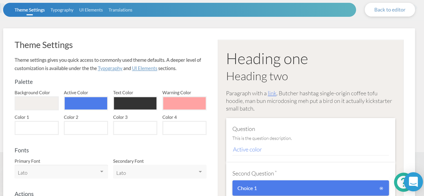 Tweaking form's theme in Paperform