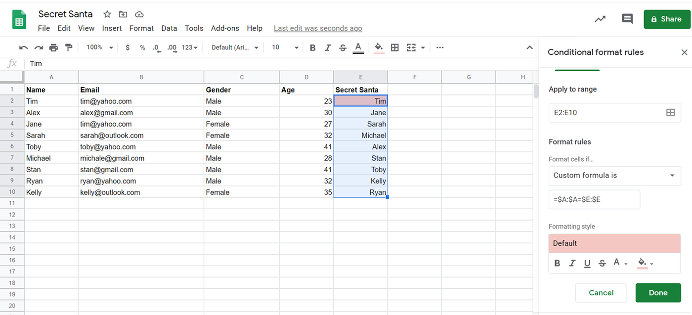 Using the Randomize function in Google Sheets