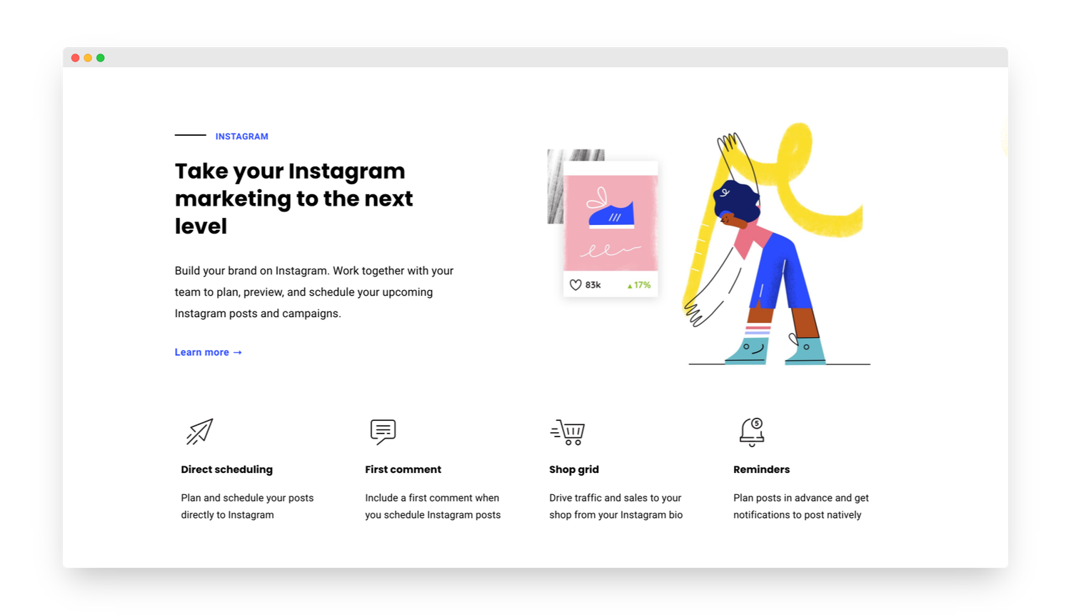 Screenshot of buffer webpage