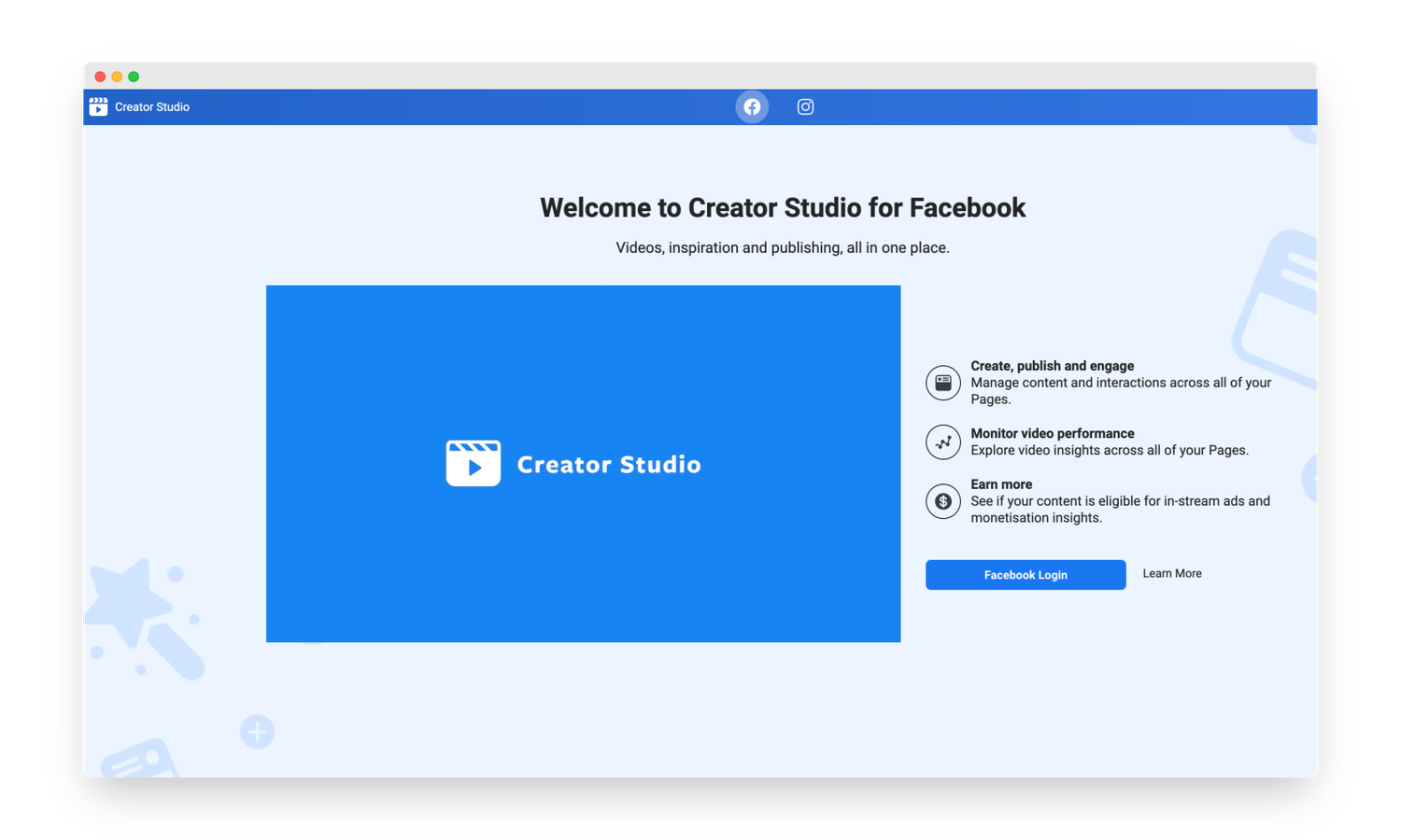 Facebook creator studio screenshot