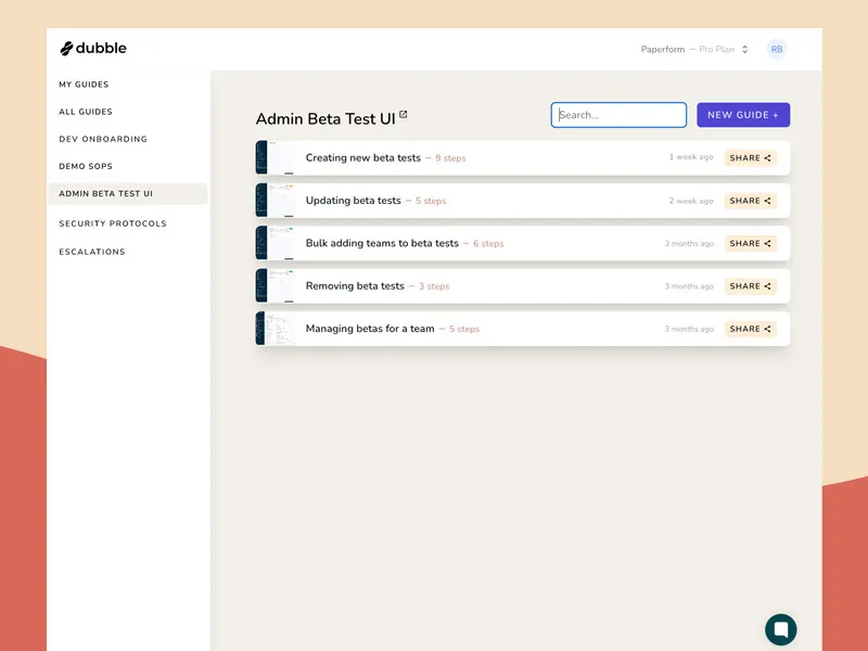 Dev Guides in Dubble