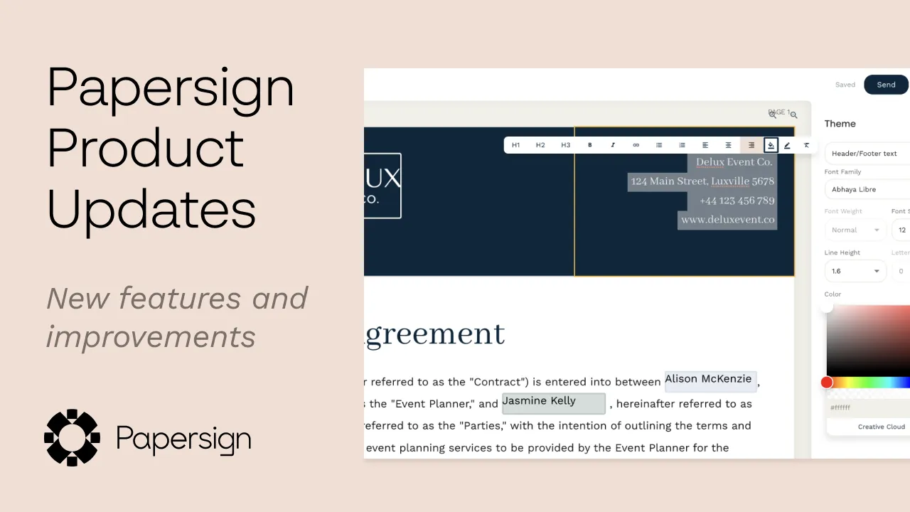Product Updates for Papersign: new features and improvements