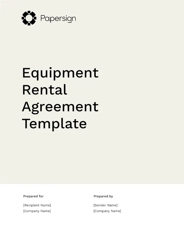 Equipment Rental Agreement Template