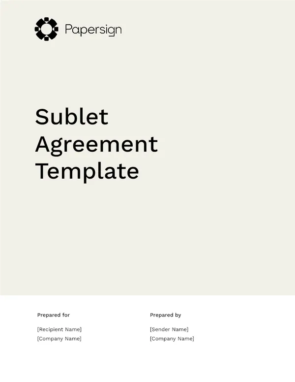 Sublet Agreement Template