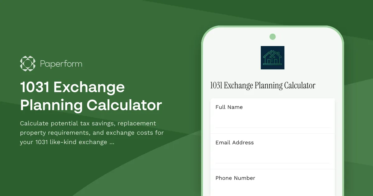 1031 Exchange Planning Calculator