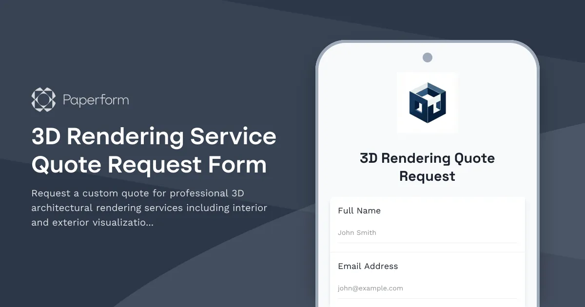 3D Rendering Service Quote Request Form