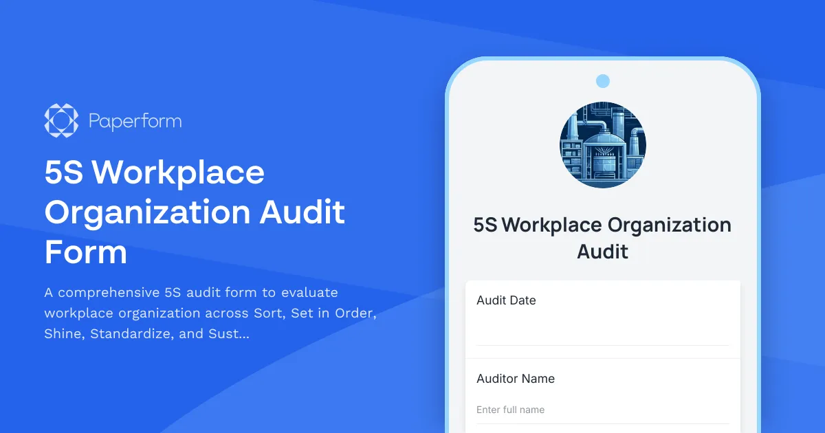 5S Workplace Organization Audit Form