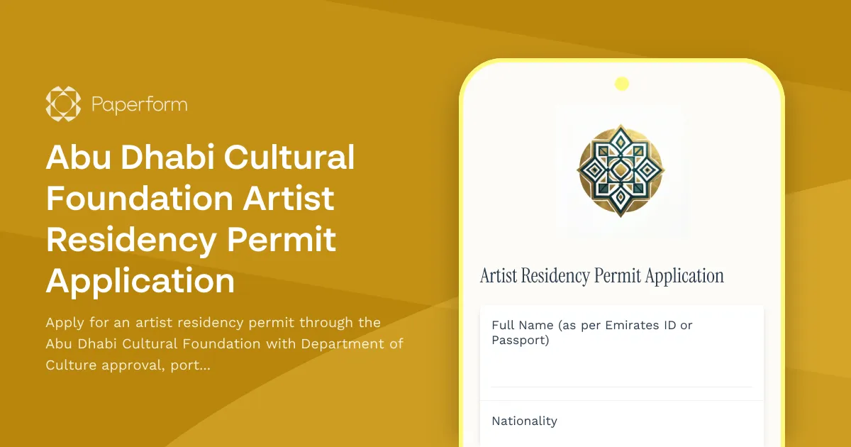 Abu Dhabi Cultural Foundation Artist Residency Permit Application