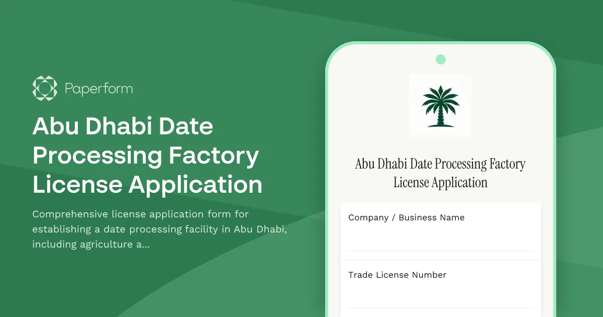 Abu Dhabi Date Processing Factory License Application