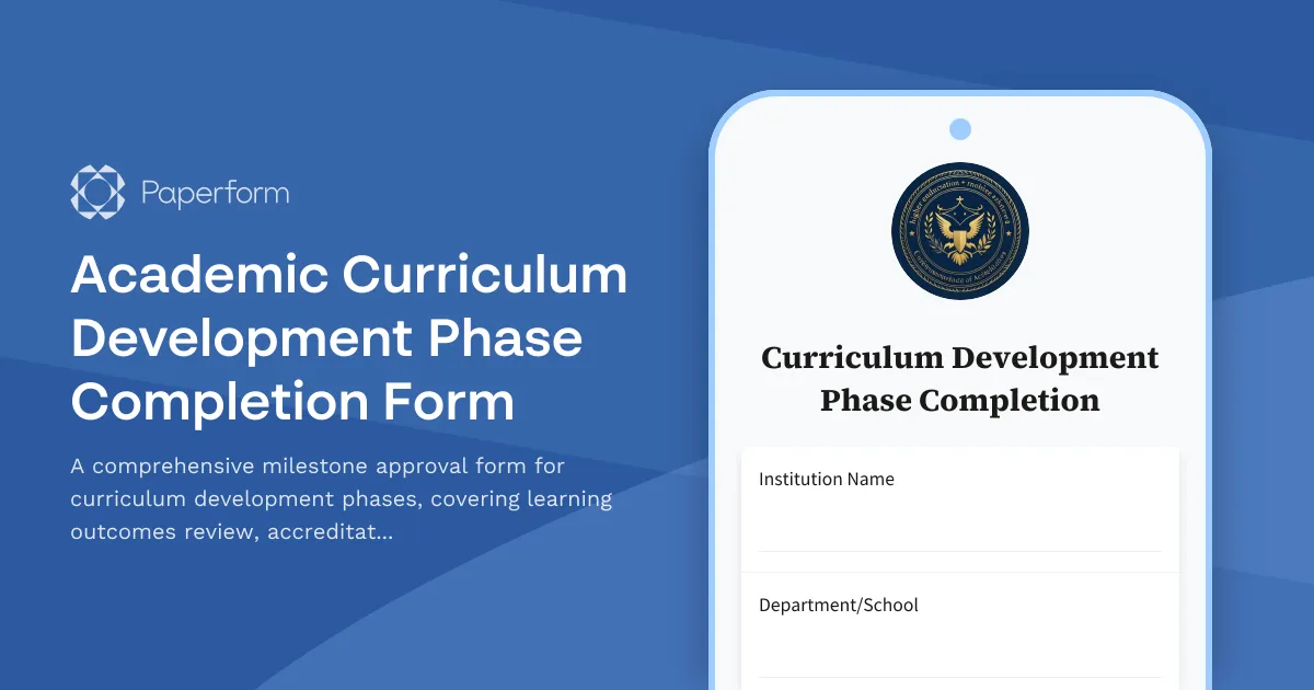 Academic Curriculum Development Phase Completion Form