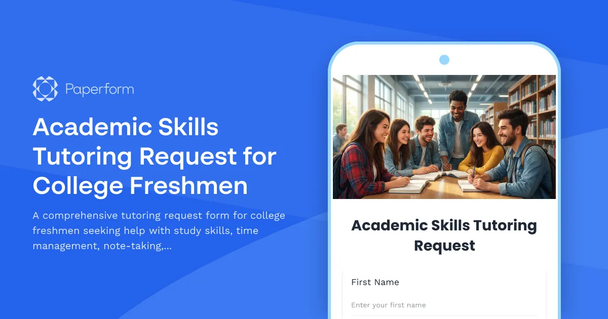 Academic Skills Tutoring Request for College Freshmen