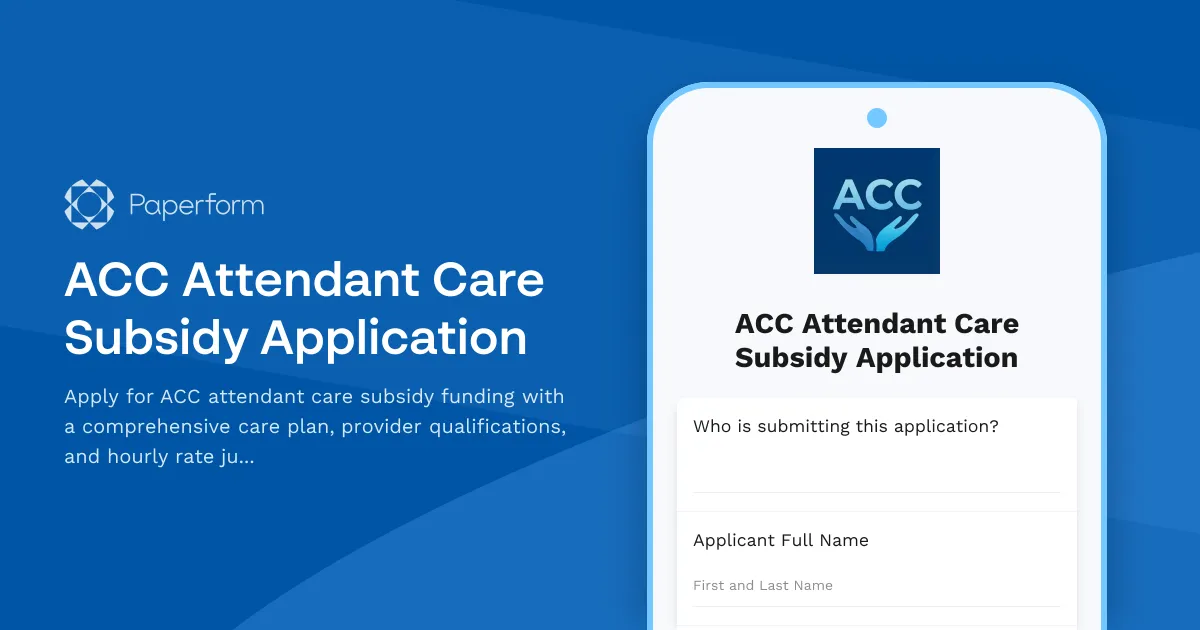 ACC Attendant Care Subsidy Application