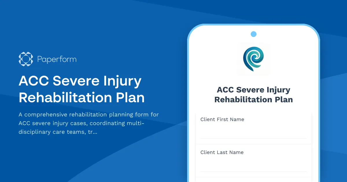 ACC Severe Injury Rehabilitation Plan