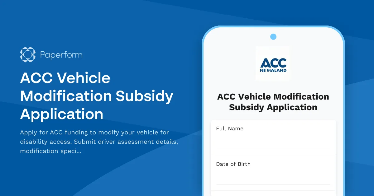 ACC Vehicle Modification Subsidy Application