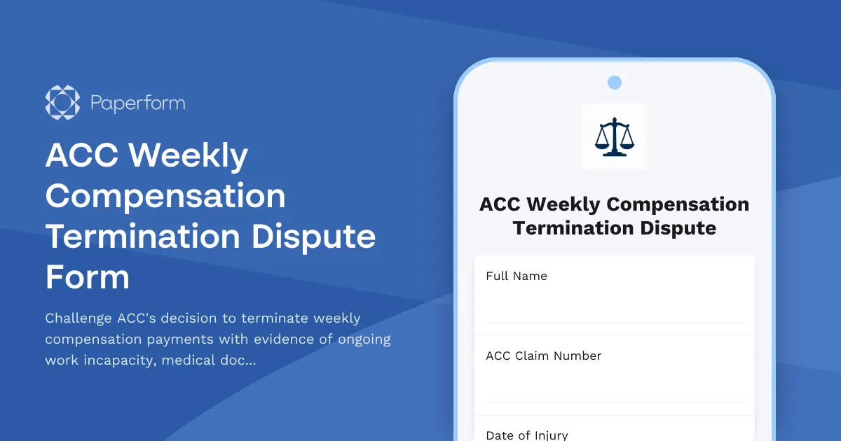 ACC Weekly Compensation Termination Dispute Form