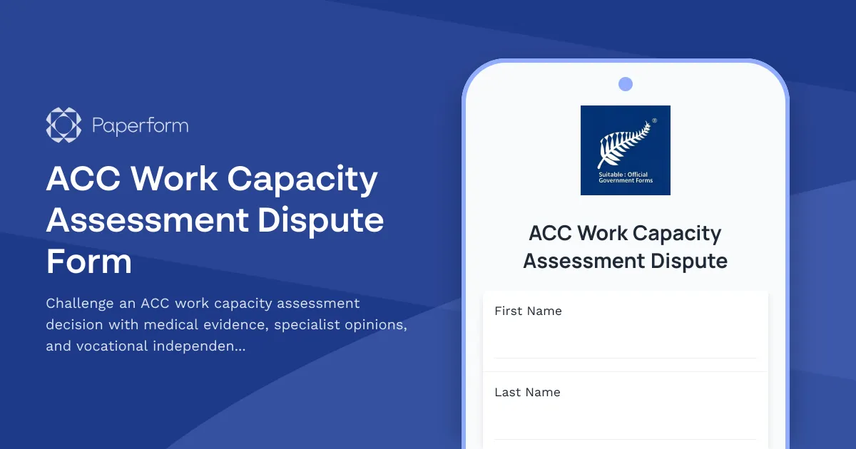 ACC Work Capacity Assessment Dispute Form
