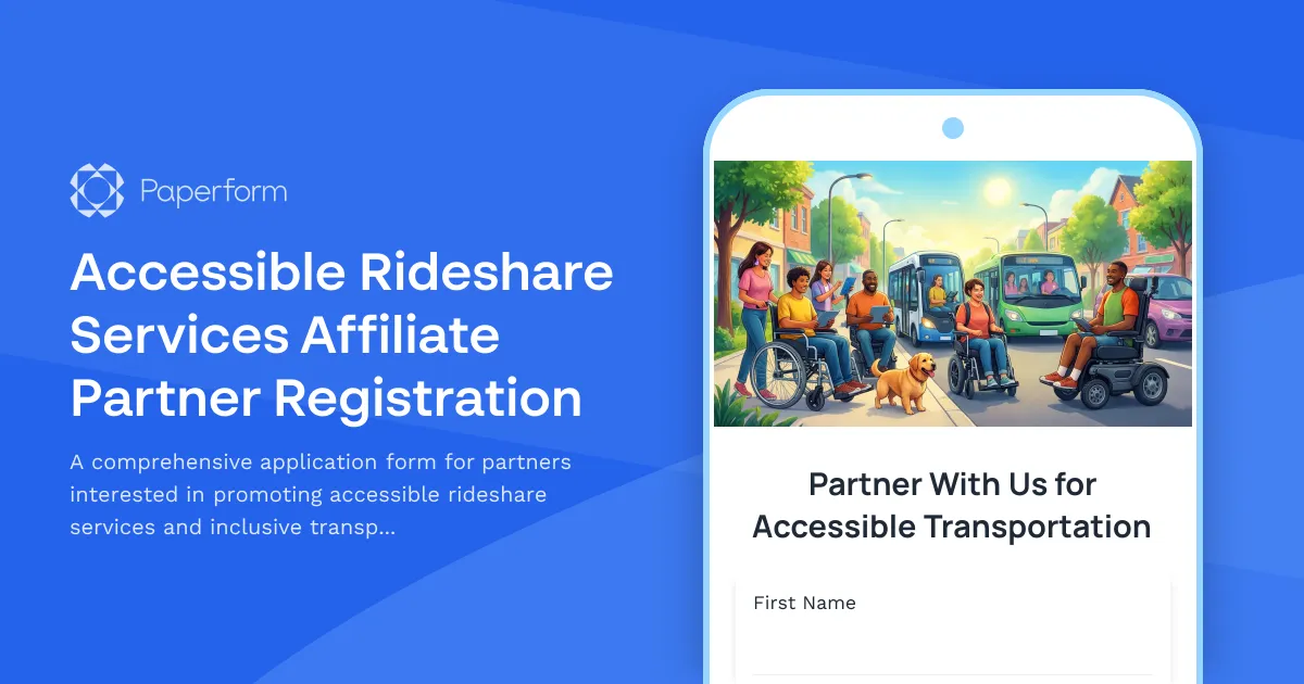Accessible Rideshare Services Affiliate Partner Registration