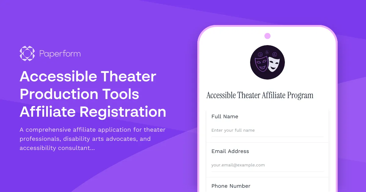Accessible Theater Production Tools Affiliate Registration