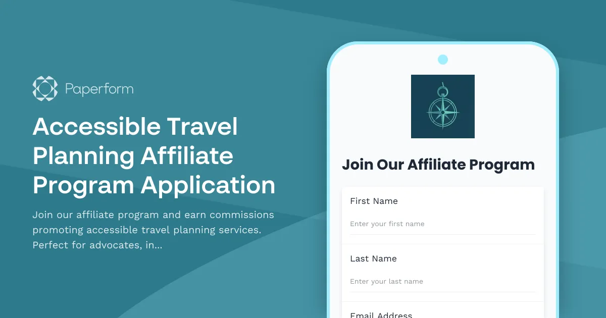 Accessible Travel Planning Affiliate Program Application