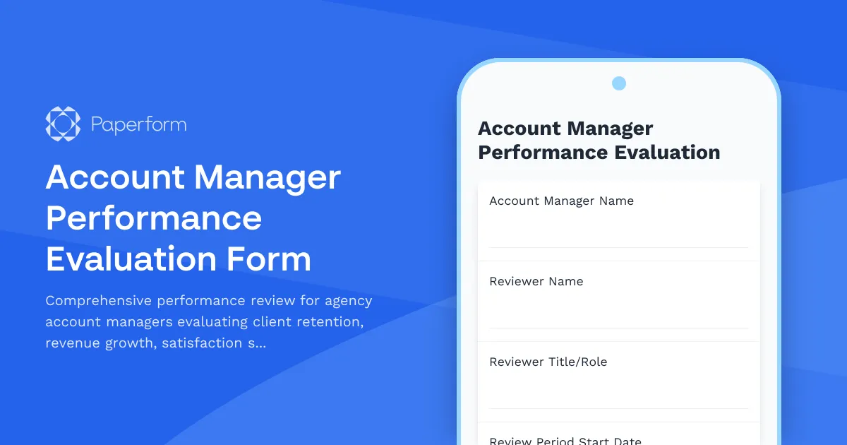 Account Manager Performance Evaluation Form