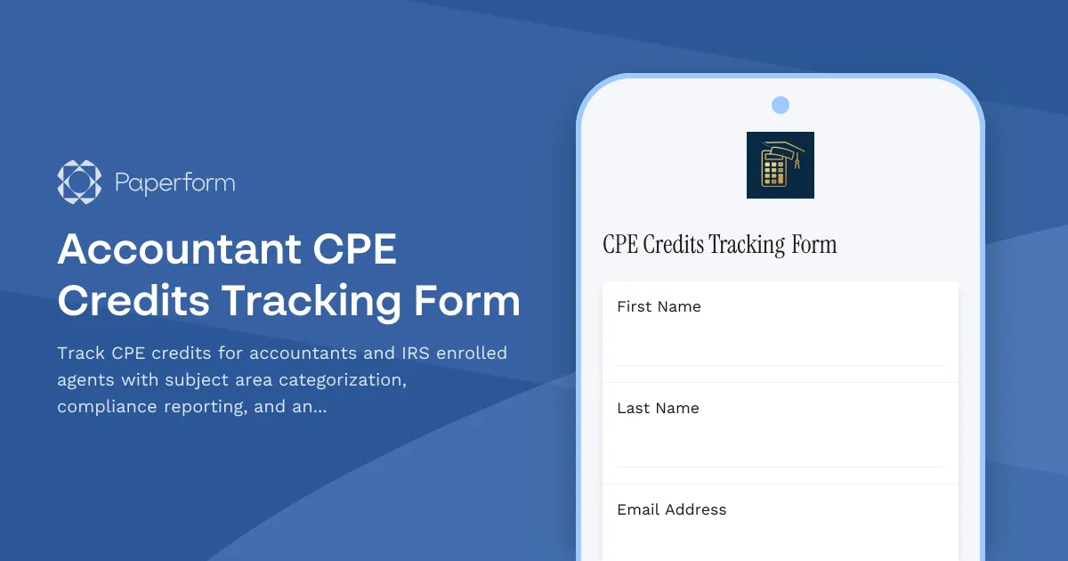 Accountant CPE Credits Tracking Form